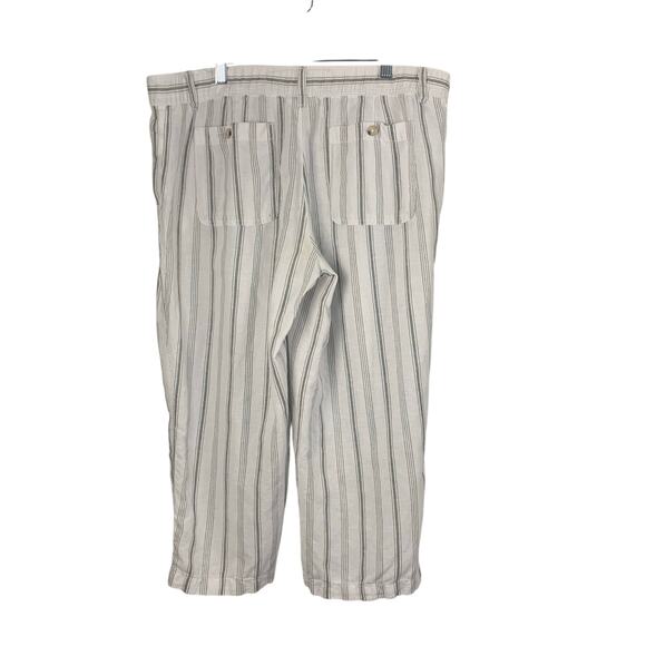 Liz Claiborne Linen Blend White with Gray Linen Striped Capri Pants Size Large - Picture 3 of 9
